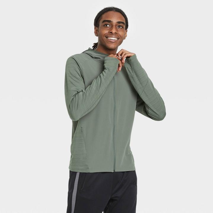 All In Motion Men's Knit To Woven Full Zip Sweatshirt - All In