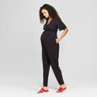 Maternity Knit Crossover Belted Jumpsuit - Isabel Maternity By Ingrid & Isabel Black S, Infant Girl's