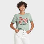 Women's Mtv Floral Print Short Sleeve Graphic T-shirt - Green