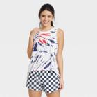 Grayson Threads Women's Red And Blue Graphic Tank Top - White Tie-dye
