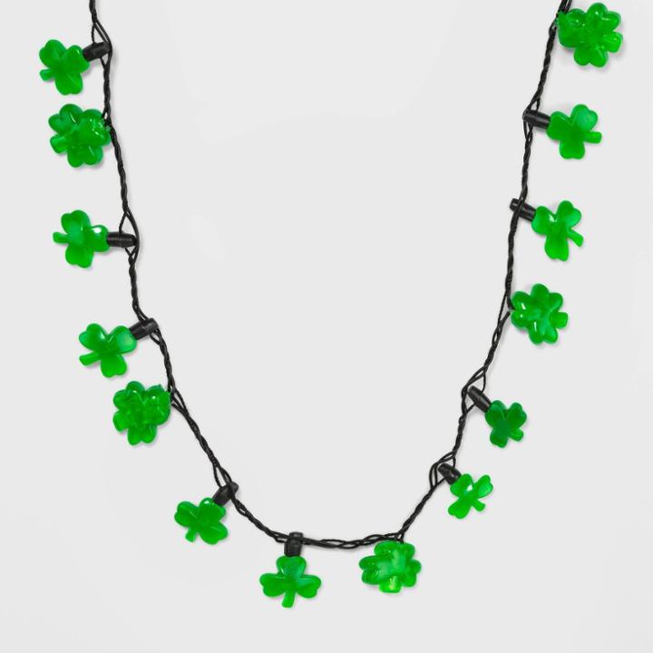 Charlotte St. Patrick's Day Multi Mini Scattered Light Up Shamrock Necklace - Green, Women's,