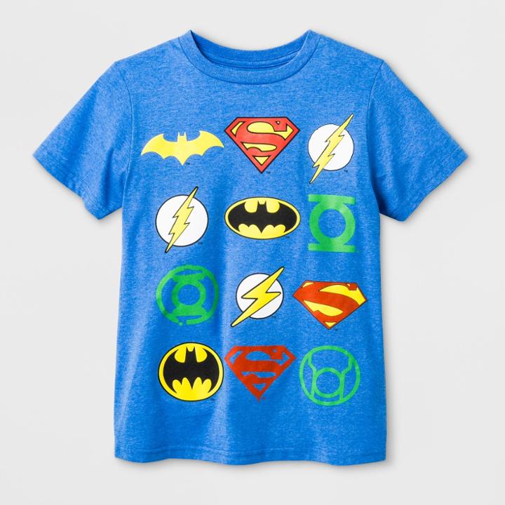 Boys' Dc Comics Dc Super Heroes Short Sleeve Graphic T-shirt - Royal Heather