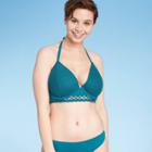 Women's Light Lined Long Lined Triangle Crochet Bikini Top - Shade & Shore Ocean Blue