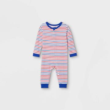Ev Holiday Baby Americana Striped Matching Family Pajamas Union Suit - White
