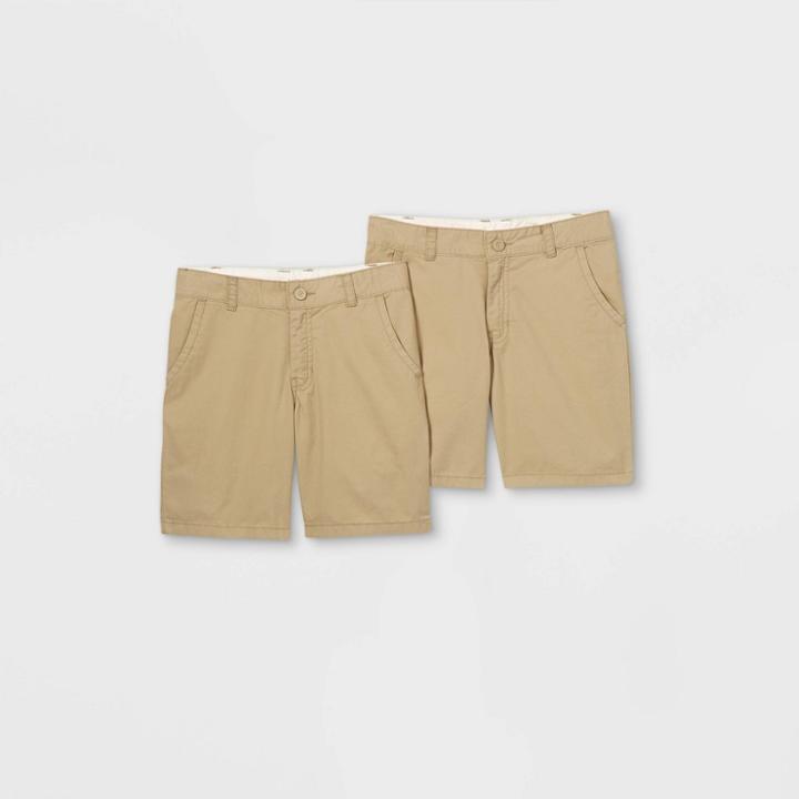 Boys' 2pk Flat Front Chino Shorts - Cat & Jack Beige