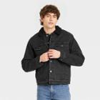 Men's David Wash Sherpa Lined Denim Trucker Jacket - Goodfellow & Co Black Denim