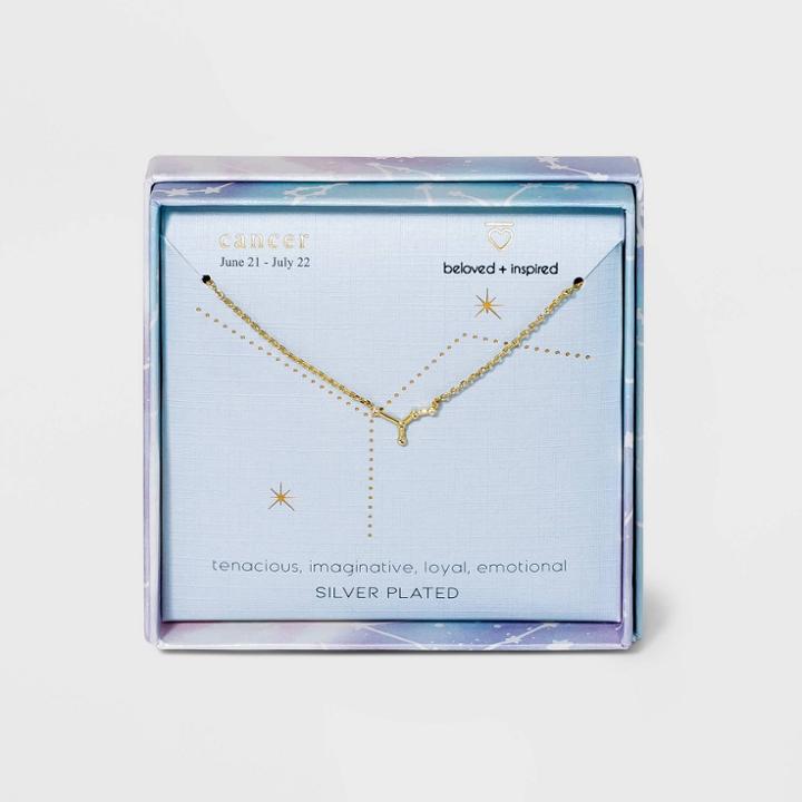 Beloved + Inspired Silver Plated Zodiac Sign Constellation Pendant Necklace - Cancer