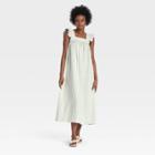 Women's Ruffle Short Sleeve A-line Dress - A New Day Cream Striped Xs, Ivory