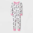 Baby Girls' Minnie Mouse Snug Fit Union Suit - White