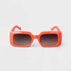 Women's Plastic Rectangle Sunglasses - A New Day Tomato Red