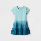 Girls' Short Sleeve Dip Dye Knit Dress - Cat & Jack Ocean Green