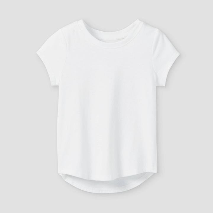 Toddler Girls' Solid Knit Short Sleeve T-shirt - Cat & Jack White