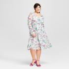 Women's Plus Size Mesh Wrap Dress - Ava & Viv Multi Floral