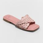 Women's Nicolette Raffia Slide Sandals - A New Day Pink