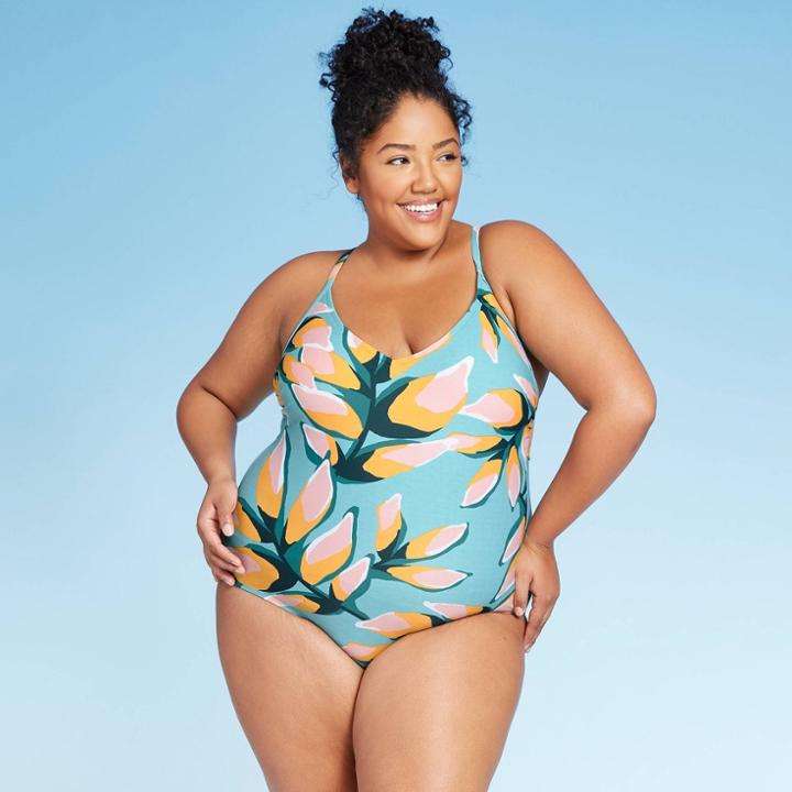 Women's Plus Size Tie Side One Piece Swimsuit - Kona Sol 14w, Women's,