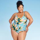 Women's Plus Size Tie Side One Piece Swimsuit - Kona Sol 14w, Women's,