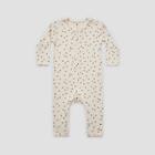 Q By Quincy Mae Baby Polka Dot Rib Long Sleeve Romper - Off-white
