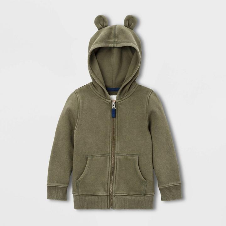 Toddler Fleece Zip-up Hoodie - Cat & Jack Green 12m, Toddler Unisex