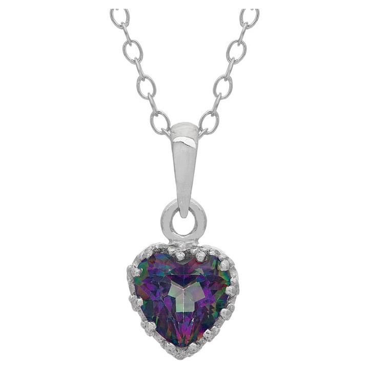 3/4 Tcw Tiara Mystic Green Topaz Crown Pendant In Sterling Silver, Women's, Rainbow Quartz
