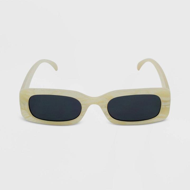 Women's Marble Print Rectangle Sunglasses - Wild Fable Pink