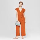 Women's V-neck Jumpsuit - A New Day Rust (red)