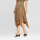 Women's Leopard Print Mid-rise Scarf Hem Midi Skirt - Who What Wear Yellow