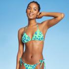 Juniors' String Triangle Bikini Top - Xhilaration Mint Green Animal Print