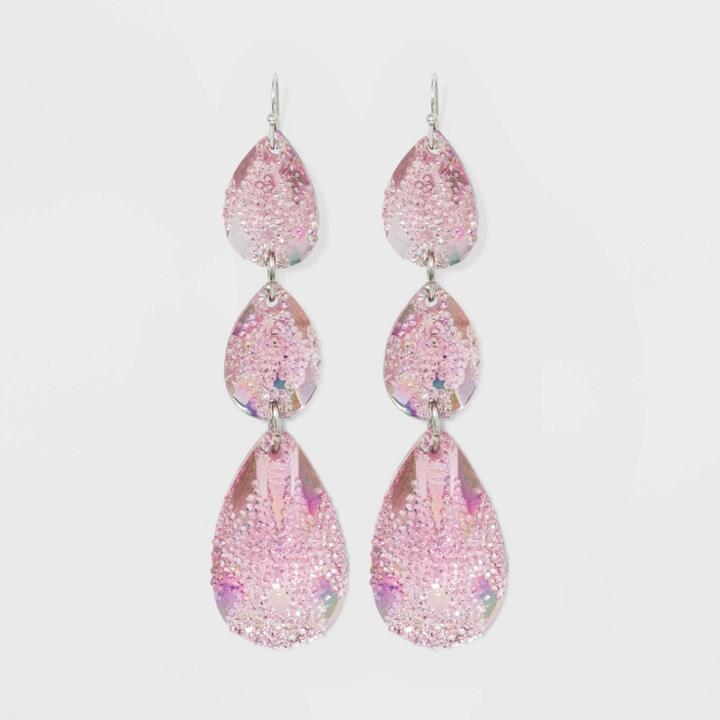 Imitation Rhodium Plating Acrylic Drop Earrings - Wild Fable Pink, Women's