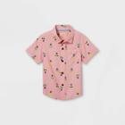 Toddler Boys' Pineapple Print Challis Woven Short Sleeve Button-down Shirt - Cat & Jack Pink