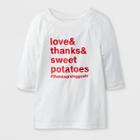 Toddler 3/4 Sleeve Love & Thanks & Sweetpotatoes Raglan T-shirt - Cat & Jack Almond Cream 18m, Toddler Unisex, White