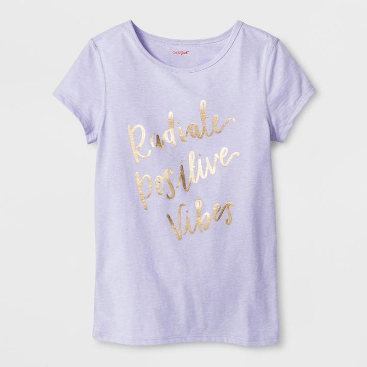 Girls' Adaptive Short Sleeve Positive Vibes Graphic T-shirt - Cat & Jack Purple