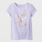 Girls' Adaptive Short Sleeve Positive Vibes Graphic T-shirt - Cat & Jack Purple