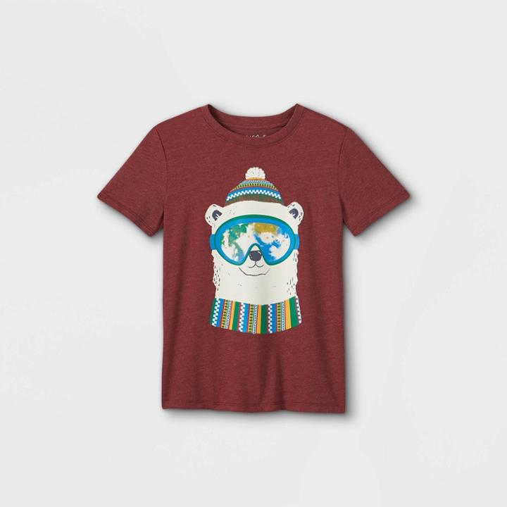 Plusboys' Winter Polar Bear Graphic Short Sleeve T-shirt - Cat & Jack Maroon
