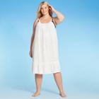 Women's Plus Size Tiered Midi Cover Up Dress - Kona Sol Off-white