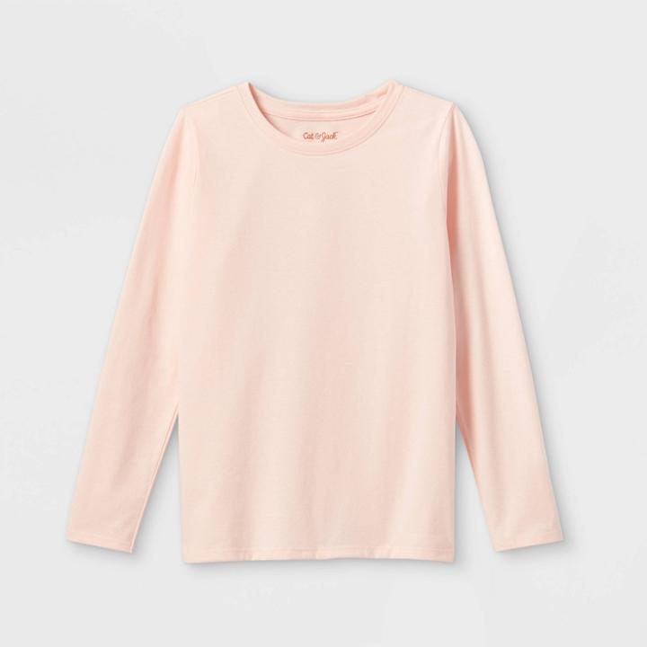 Girls' Long Sleeve T-shirt - Cat & Jack Powder Pink