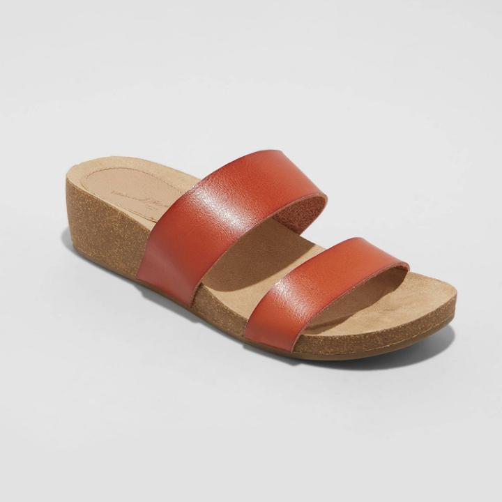 Women's Kerryl Two Band Wedge Sandals - Universal Thread Cognac