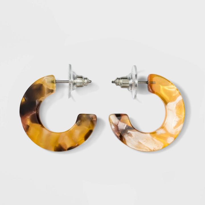 Acetate Open Hoops Earrings - A New Day Brown, Women's