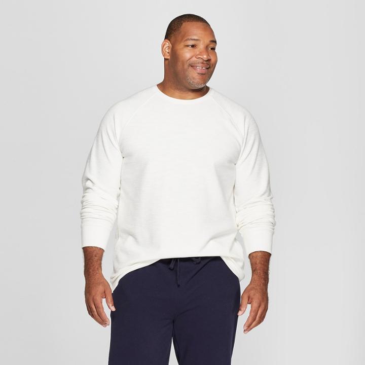 Men's Tall Long Sleeve Textured Crew Neck Shirt - Goodfellow & Co White Feather