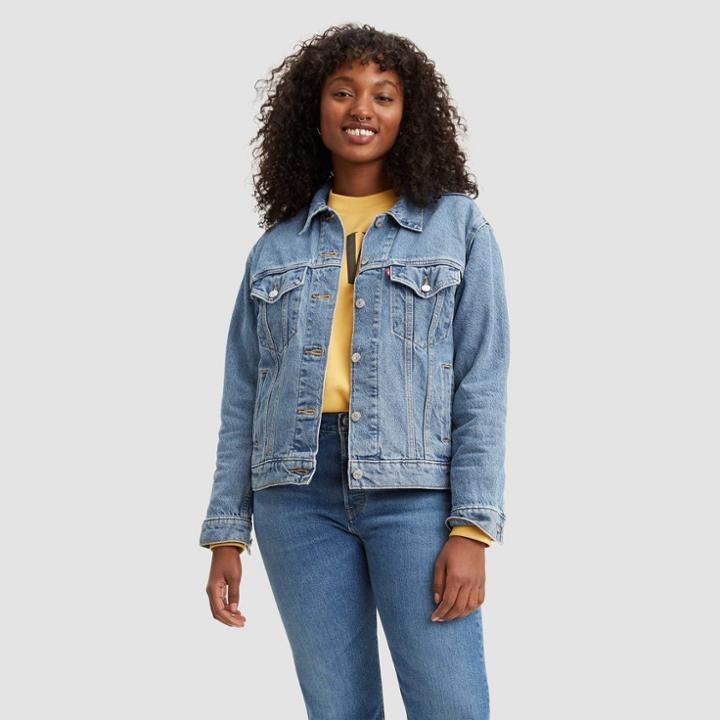 Levi's Women's Ex-boyfriend Trucker Jacket - Concrete Indigo M, Women's, Size: Medium, Concrete Blue
