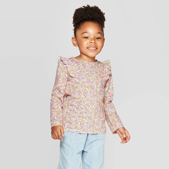 Oshkosh B'gosh Toddler Girls' Long Sleeve Floral T-shirt - Pink