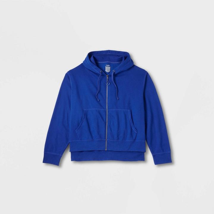 Men's Big & Tall Adaptive Ultra Soft Fleece Hoodie - Goodfellow & Co Dark Blue