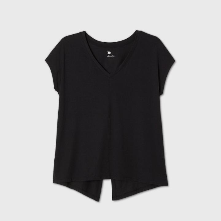 Women's Short Sleeve Tie Back V-neck T-shirt - All In Motion Black
