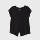 Women's Short Sleeve Tie Back V-neck T-shirt - All In Motion Black