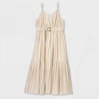 Women's Plus Size Striped Sleeveless Belted Maxi Dress - Ava & Viv Tan X