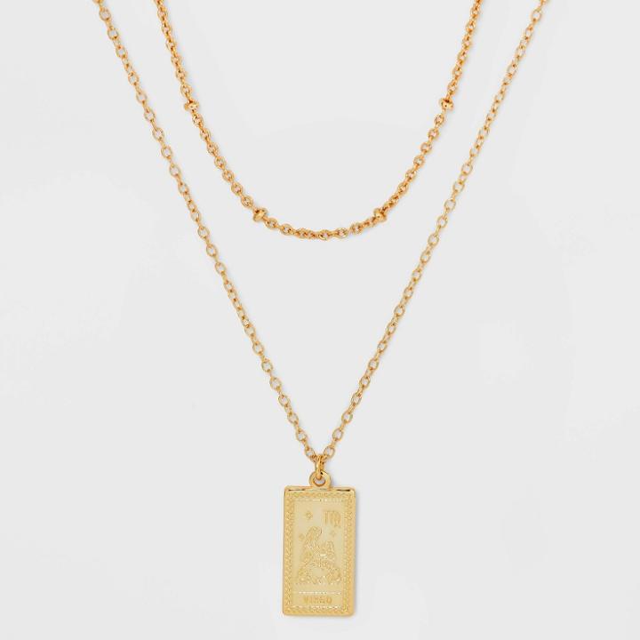 No Brand 14k Gold Dipped 'virgo' Pendant Necklace - Gold
