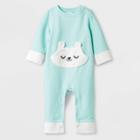 Baby Girls' Elevated Romper With Critter Kangaroo Pocket - Cat & Jack Green Newborn, Girl's