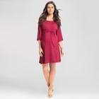 Maternity Tie Front Dress - Expected By Lilac - Burgundy (red)