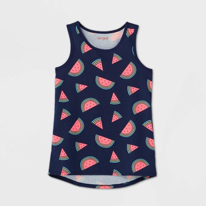 Girls' Watermelon Print Graphic Tank Top - Cat & Jack Navy