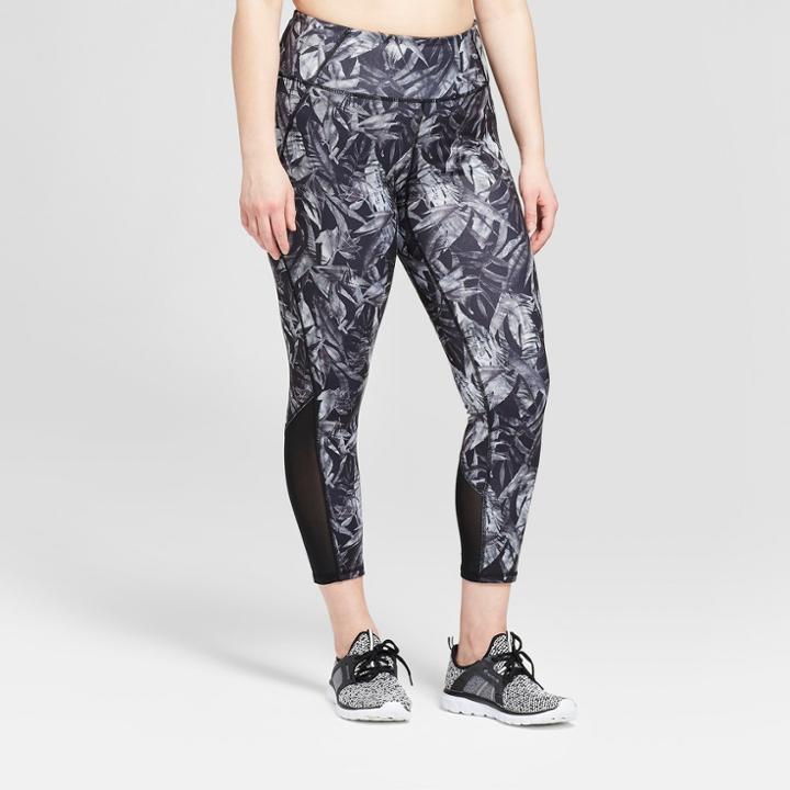 Women's Plus Size Freedom Mesh Insert Mid-rise Leggings - C9 Champion Black/white