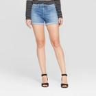 Women's High-rise Double Cuff Hem Midi Shorts - Universal Thread Medium Wash
